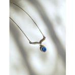 Luna Luster Gümüş Mavi Opal Taşlı V Tasarım Kadın Kolye Sevgililer Günü Hediye