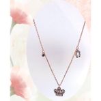 Luna Luster Gümüş Opal Taşlı Gold Taç Tasarım Kadın Kolye Sevgililer Günü Hediye