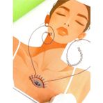 Luna Luster Gümüş Pan.Dora Işıltılı Shıne Göz Büyük Gold Tasarım Nazar Boncuk Kadın Kolye Sevgililer Günü Hediye