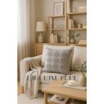 Luna Luxe Home Özel Tasarım Puantiye Desenli Dekoratif Peluş Kırlent Kılıfı - 43 x 43 cm - Gri