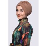 Luna Nueva Tesettür Deniz Havuz Bonesi Çapraz Düğüm Model Taba Kahve (4 Mevsim Kullanım)