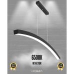 Luna (Siyah Kasa, Beyaz Işık) Ledli Modern Sarkıt Linear LED Avize Salon Mutfak Oturma Odası Yatak Odası Antre Hol LED