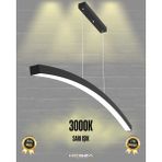 Luna (Siyah Kasa, Sarı Işık) Ledli Modern Sarkıt Linear LED Avize Salon Mutfak Oturma Odası Yatak Odası Antre Hol LED