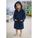 Luna Soft Kız / Erkek Çocuk Kapşonlu Pamuklu Bornoz Peluş Sabahlık Lacivert