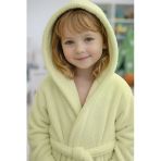 Luna Soft Kız / Erkek Çocuk Kapşonlu Pamuklu Bornoz Peluş Sabahlık Su Yeşili