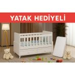 Luna Yatak Hediyeli 60*120 Ölçülerinde Anneyanı Sallanır Iki Çekmeceli Beşik - Beyaz