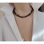Luna Yonca Detaylı Lav Taşı Choker Doğal Taş Kolye