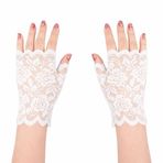 Lunaev Beyaz Dantel Parmaksız Kısa Eldiven Parti Eldiveni