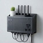 Lunaev Duvar Tipi Wi-Fi Modem Saklama Kutusu(Siyah) – Kablo Düzenleyici Router Raf Organizer