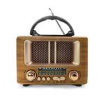 Lunaev Küçük Mini Boy Retro Ahşap Tasarım Bluetooth Hoparlörlü Radyo – FM/AM Destekli, Şarjlı ve Taşınabilir Radyo NS-8108