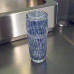 Lunara Başucu Sürahi Bardaklı Sürahi 700ML Bardak Kapaklı Sürahi Düz Mavi Çizgili - 700 ml