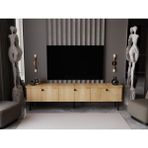 Lunaris Tv Ünitesi - Tv Sehpası 200 cm %100 Mdf Lake Ahşap Ayaklı - Safir Meşe