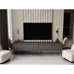 Lunaris Tv Ünitesi - Tv Sehpası 200 cm Duvara Monte %100 Mdf - Gri
