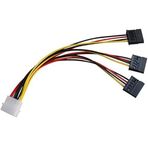 Lunatic 0151 Üçlü 3 Port ide Molex Sata Power Hdd 4 pin Güç Kablosu 4pin Molex erkek/ 3x 15pin SATA dişi 20 cm Sata Power 3lü çoklayıcı splitter