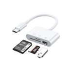 Lunatic 3252 USB Type C To Sd Microsd Tf Kart Okuyucu USB 3in1 Çevirici Dönüştürücü Adaptör - Beyaz