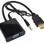 Lunatic 8844 Dijital HDMI to VGA Ses Destekli Monitör Görüntü Çevirici Aparat HDMI Çıkışlı Bilgisayarların Görüntüsünü VGA Girişli Monitör, Projeksiyon vb Görüntü Cihaza Aktarır, Çevirir (SİYAH+SES)