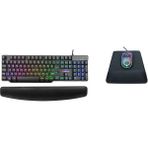 Lunatic Ergopad KLAVYE Pad+MOUSE Pad Bilek Destekli Ergonomik Klavye Pad Mouse Pad Set Dayanıklı Kolay Yazma, Agrı Kesici Nefes Alabilir Sünger (440X70X20MM / 230X190X22MM) - Siyah