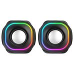 Lunatic MD-180 2.0 3W*2 Siyah RGB Aydınlatmalı USB + 3.5mm USB 5V Speaker Hoparlör (MD-180 Siyah)
