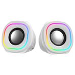 Lunatic Mikado MD-180 2.0 3W*2 Beyaz ve Siyah RGB Aydınlatmalı USB + 3.5mm USB 5V Kablodan Ses Ayarlı Speaker Hoparlör (BEYAZ)