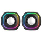 Lunatic Mikado MD-180 2.0 3W*2 Beyaz ve Siyah RGB Aydınlatmalı USB + 3.5mm USB 5V Kablodan Ses Ayarlı Speaker Hoparlör (SİYAH)