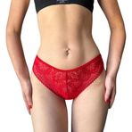 LUNAVEA Dantel Slip Külot Şık ve Rahat Günlük İç Çamaşırı Kırmızı (L/XL)