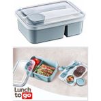Lunch To Go Beslenme Kabı Bölmeli Sosluklu Beslenme Kabı 600ML+320ML+40ML 14,5X20X7,4(H)CM - Açık Mavi