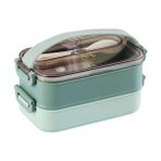 Lunchbox Çelik Beslenme Kabı 2 Kat 1200 Ml Yemek Kabı Yeşil