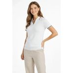 Lune Store Triko Kumaş Yakalı Düğmesiz Açık Yaka Fitilli Kısa Kollu Regular Fit Tişört T-Shirt - Beyaz