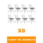 Lunera Mobilya 8 Adet Modernismo Tel Sandalye İç Mekan,Balkon,Yemek Masası Sandalyesi
