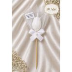 LuneraBag 50 Adet Kişiye Özel İnci Taneli Beyaz Lale Kokulu Mum Hediyelik Söz Nişan Kına Baby Shower Organizasyon Hediyesi