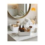 lungo home Lungo 3'lü Küçük Boy Beyaz Trio Organizer Seti - Çok Amaçlı Dolap, Çekmece, Mutfak Ve Banyo Organizeri