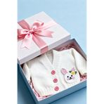 LunivellArt El Örgüsü Bebek Hırkası Amigurumi Tavşanlı Yenidoğan Kız Bebek Hırka