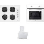 Luno L335W01 - L D34 W02662 - F6501W02 Beyaz 3'lü Cam Ankastre Set