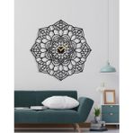Lunoart Dekoratif Mandala Motifli Siyah Metal Duvar Saati – Ev & Ofis Dekoru
