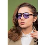 LUNOX (700) Viggo Siyah Mor Cam Unisex Güneş Gözlüğü Parlak Siyah