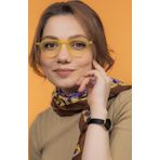 Lunox Lucia Mat Sarı Unisex Ekran Gözlüğü ( Siyah Sap Detaylı )