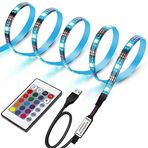 LUNSY TV arka plan aydınlatması, LED şerit, 1 m RGB USB LED ışık şeridi, 24 tuşlu, 16 renk, 4 modlu uzaktan kumanda, TV ekranı, masaüstü bilgisayar, parti vb. için