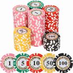 LUOBAO Kart Kurulu Oyunu için Premium Numaralı Poker Cipsleri, Texas Hold'em, Blackjack, Kart Kulübü Gece Geç Poker Oyunları için Mezheplerle Profesyonel Kil Poker Cips Seti