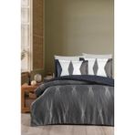 Luoca Patisca Baskılı Saten Çift Kişilik Nevresim Takımı Bıstro - Lacivert - 200 x 220 cm