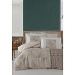 Luoca Patisca Baskılı Saten Çift Kişilik Nevresim Takımı Hacker Bej - 200 x 220 cm
