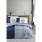 Luoca Patisca Baskılı Saten Çift Kişilik Nevresim Takımı Lord Mavi - 200 x 220 cm