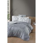 Luoca Patisca Baskılı Saten Çift Kişilik Nevresim Takımı Sılver - Gri - 200 x 220 cm