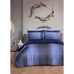 Luoca Patisca Dijital Saten Çift Kişilik Nevresim Takımı Saral - Lacivert - 200 x 220 cm