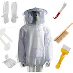 Luoditong Shop Beyaz Stil Arıcılık Arıcı Takım Elbise Arı Ceket Eldiven Arı Kovanı Fırça J Kanca Kovanı Alet Seti 8 Kitleri (Yurt Dışından) - arıcılık malzemeleri