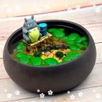 Luoditong Shop Minyatür Küçük Totoro Seti Bambu Raft Balıkçılığında Oturun, Ghibli Figürinleri Peri Bahçe Malzemeleri Teraryum Aksesuarları (Yurt Dışından) - Renkli