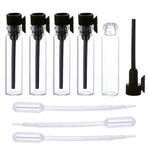 luojery 120 Adet 1 ml Mini Sevimli Boş Cam Parfüm Esansiyel Yağlar Örnek Şişeler Siyah Plastik Çubuk Kapaklı Cam Şişeler Esansiyel Yağlar için Damlalık Şişe Aromaterapi (120 Adet 1 ml Siyah Plastik Çubuk