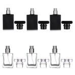 luojery 6'lı Paket 30 ml / 1 oz Şeffaf Siyah Doldurulabilir Parfüm Şişesi, Taşınabilir Kare Boş Cam Parfüm Atomizer Şişesi Sprey Aplikatörü 4 çeşit parfüm dağıtıcılı (3 Paket şeffaf 3 Paket Siyah Çeşitli