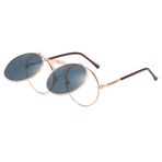 luojery Retro Yuvarlak 80'ler Açılır Steampunk Güneş Gözlüğü Ayna Vintage Daire Güneş Gözlüğü Erkekler Kadınlar için Gözlük, Pembe Altın Çerçeve Gri Lens, Suitable for all face types