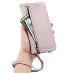 LUOTANL Bileklik Kılıf iPhone 16 Pro Max/16 Pro/16 Plus/16, Deri Kılıf Çoklu Kart Bölmesi Erkekler ve Kadınlar için, Katlanabilir Dik Durma Fonksiyonu Koruyucu Kılıf, Lila,16