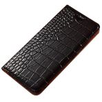 LUOTANL Gerçek deri kılıf Huawei Pura 90 Pro Max/90 Pro/90 için, pürüzsüz timsah dokusu el yapımı cep telefonu kılıfları tam koruma vintage katlanır kılıf, siyah, 90